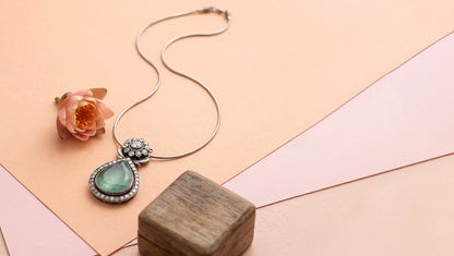Sangeeta Boochra Moissanite Silver Teardrop Statement Pendant