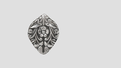 Artisan Floral Motif Oxidised Silver Ring