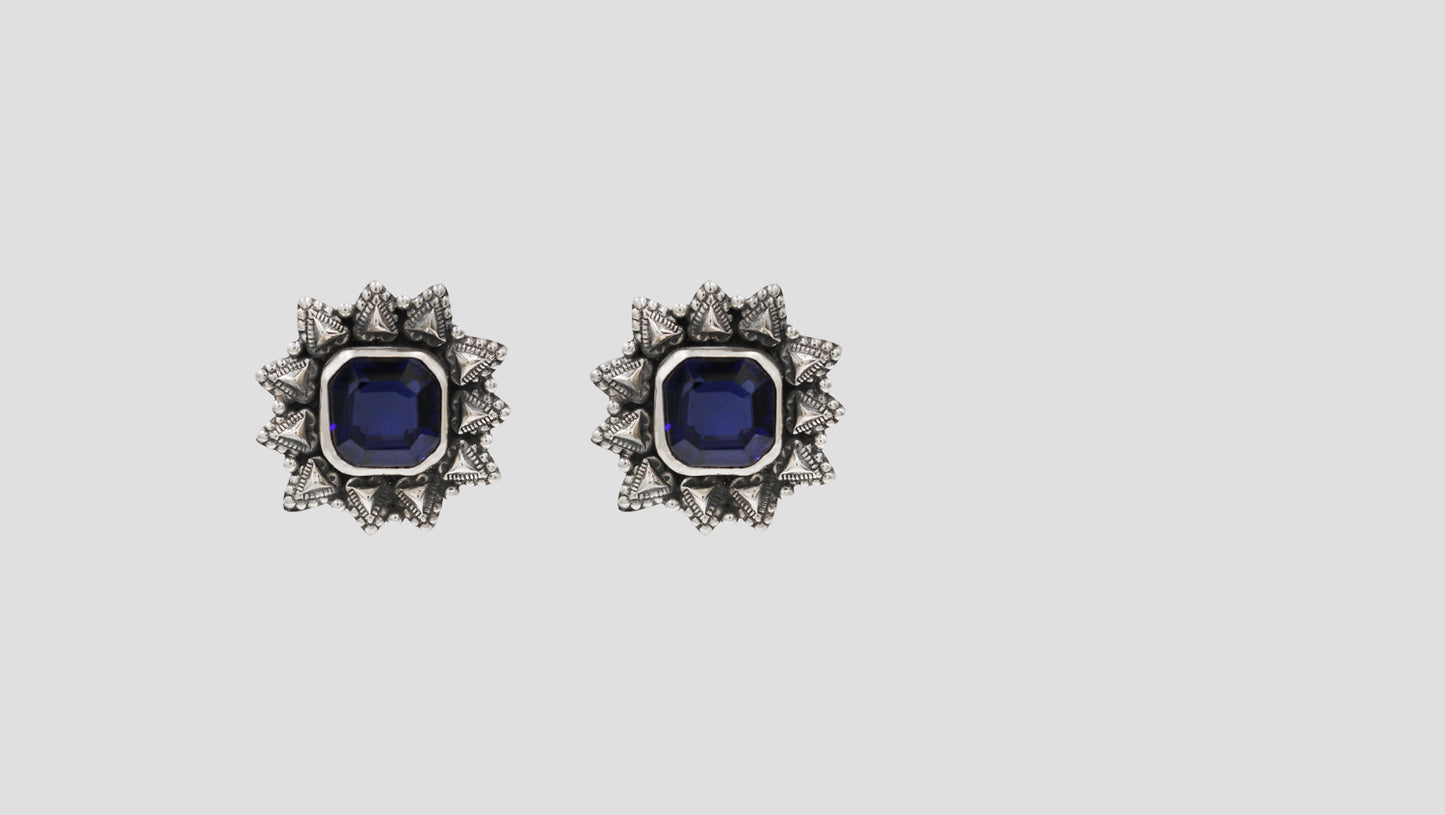 Sangeeta Boochra Regal Blue Silver Earrings