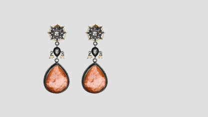 Sangeeta Boochra Oxidised Silver Floral Teardrop Earrings