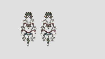 Sangeeta Boochra Handcrafted Lotus Motif Silver Earrings