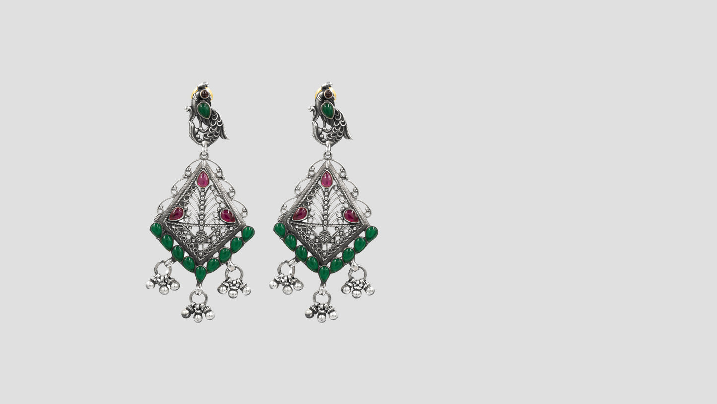 Sangeeta Boochra Handcrafted Silver Filigree Earrings