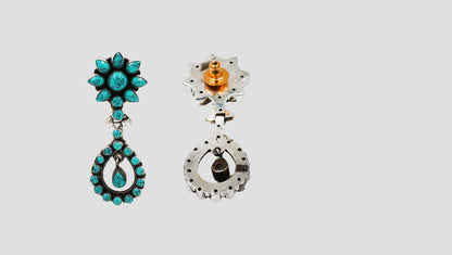 Sangeeta Boochra Bohemian Turquoise Stone Silver Earrings