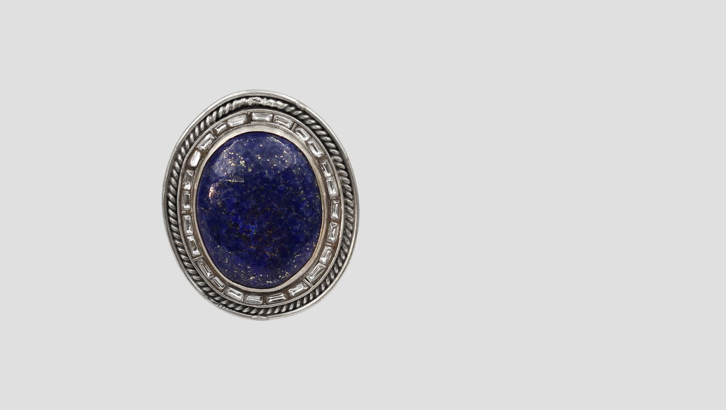 Sangeeta Boochra Signature Lapis Lazuli Statement Silver Ring