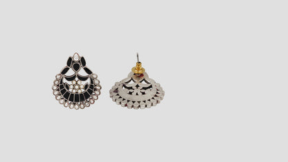 Sangeeta Boochra Handcrafted Kundan Silver Statement Earrings