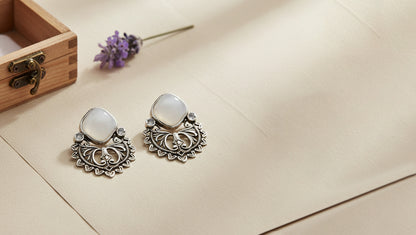 Sangeeta Boochra Vintage-Inspired Oxidised Silver Earrings