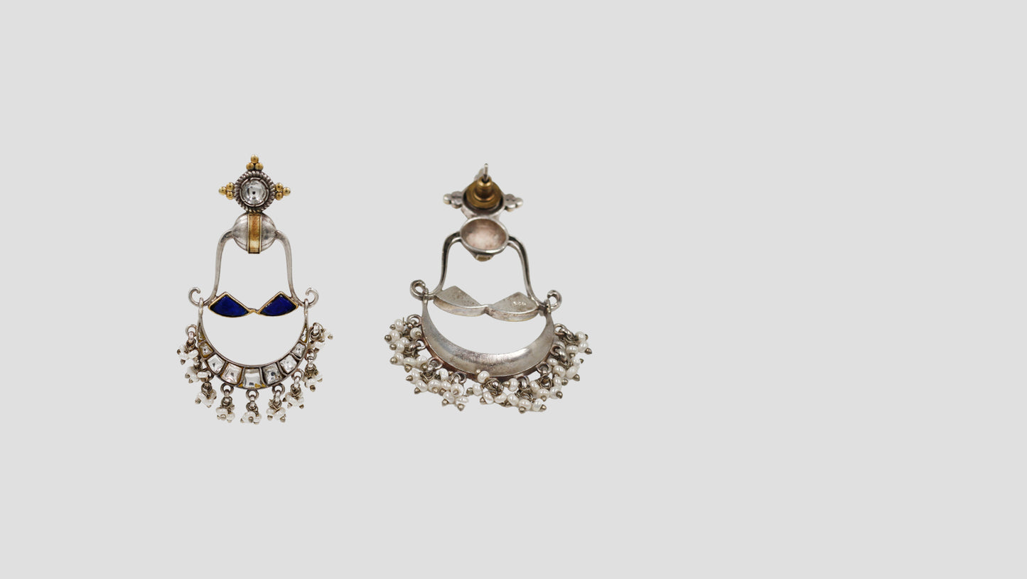 Sangeeta Boochra Dual-Tone Kundan Chandbali Earrings