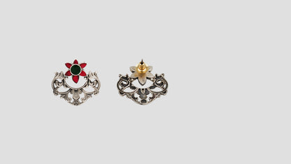 Sangeeta Boochra Artisan Oxidised Silver Kundan Statement Earrings