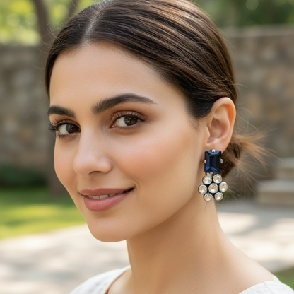 Sangeeta Boochra Handcrafted Polki Silver Statement Earrings