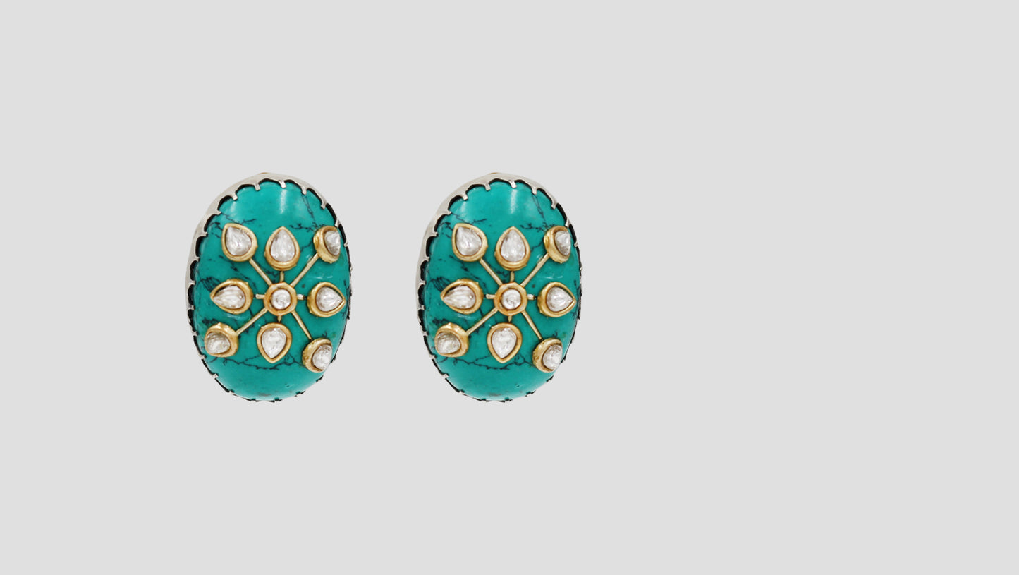 Sangeeta Boochra Turquoise & Kundan Silver Earrings