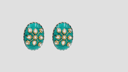 Sangeeta Boochra Turquoise & Kundan Silver Earrings