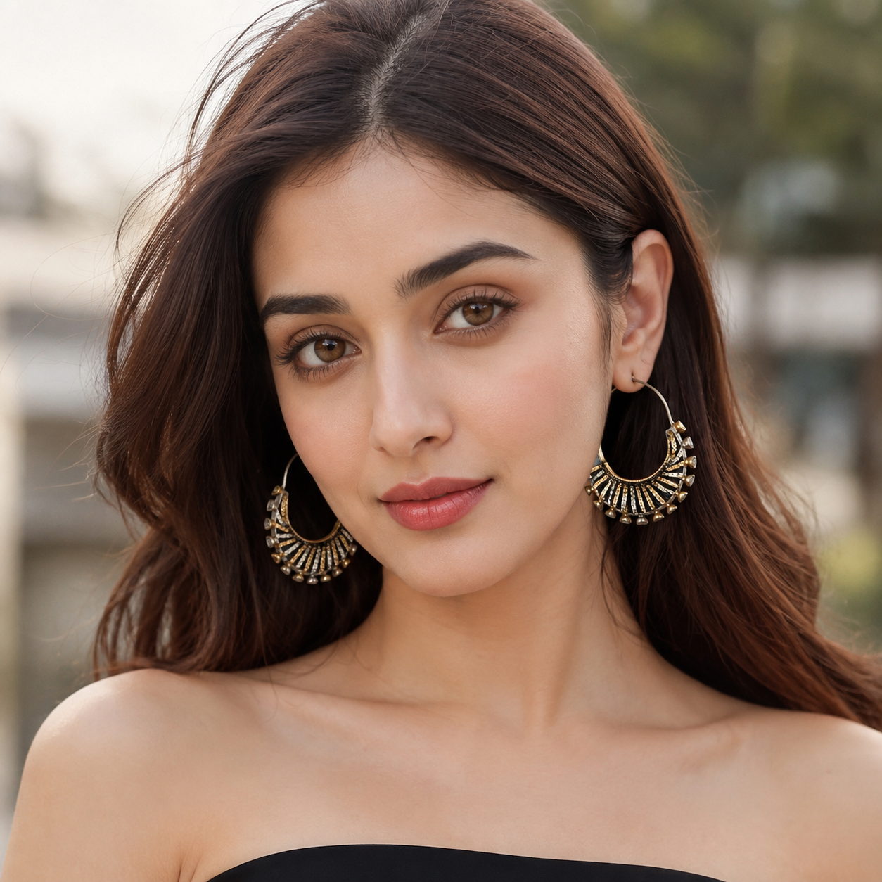Sangeeta Boochra Handcrafted Dual Plated Silver Tribal Hoop Earrings