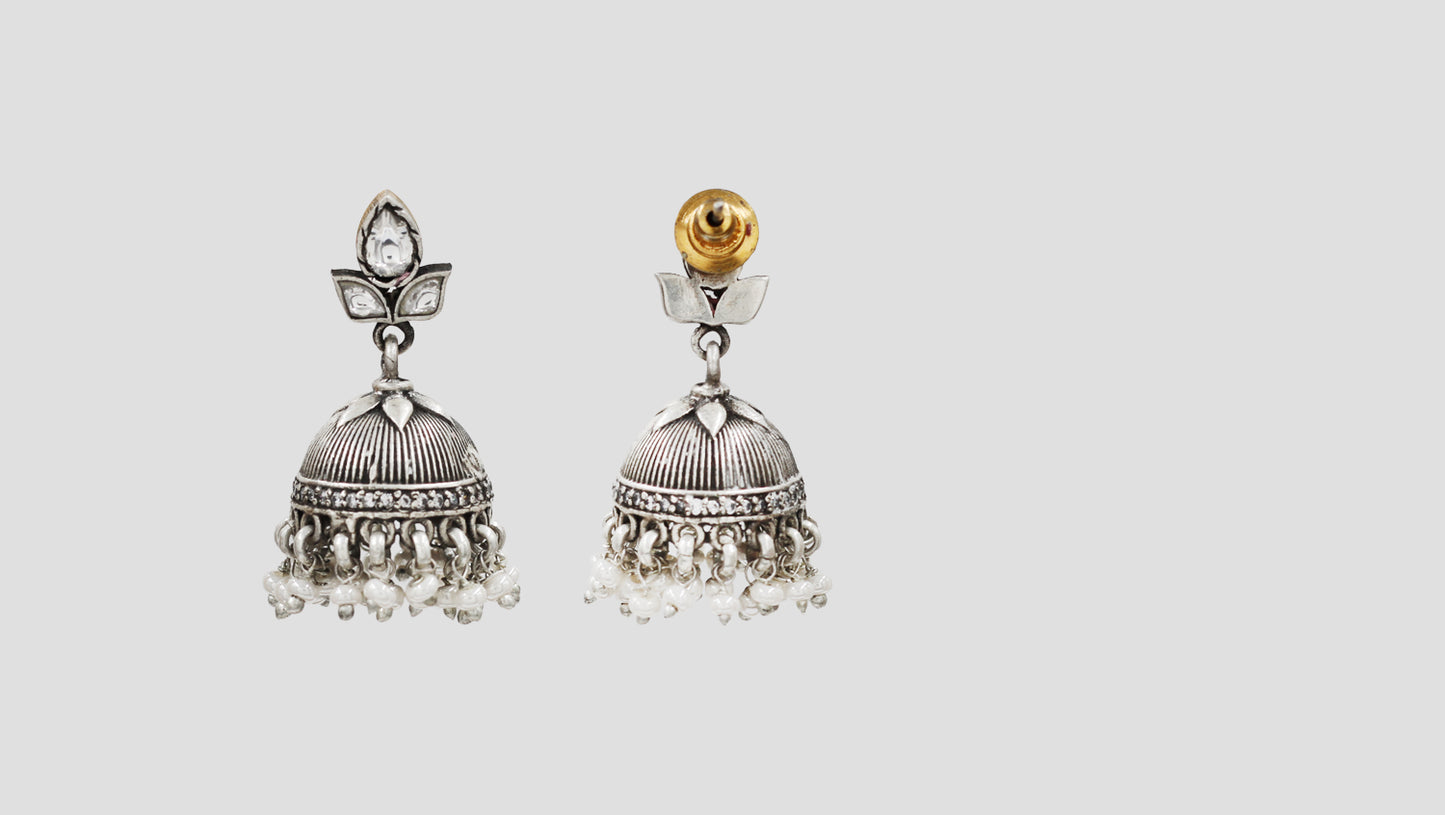 Sangeeta Boochra Artisan Crafted Kundan Pearl Jhumkas