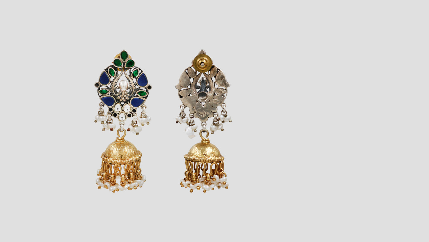 Sangeeta Boochra Heritage Dual-Plated Kundan Jhumka Earrings