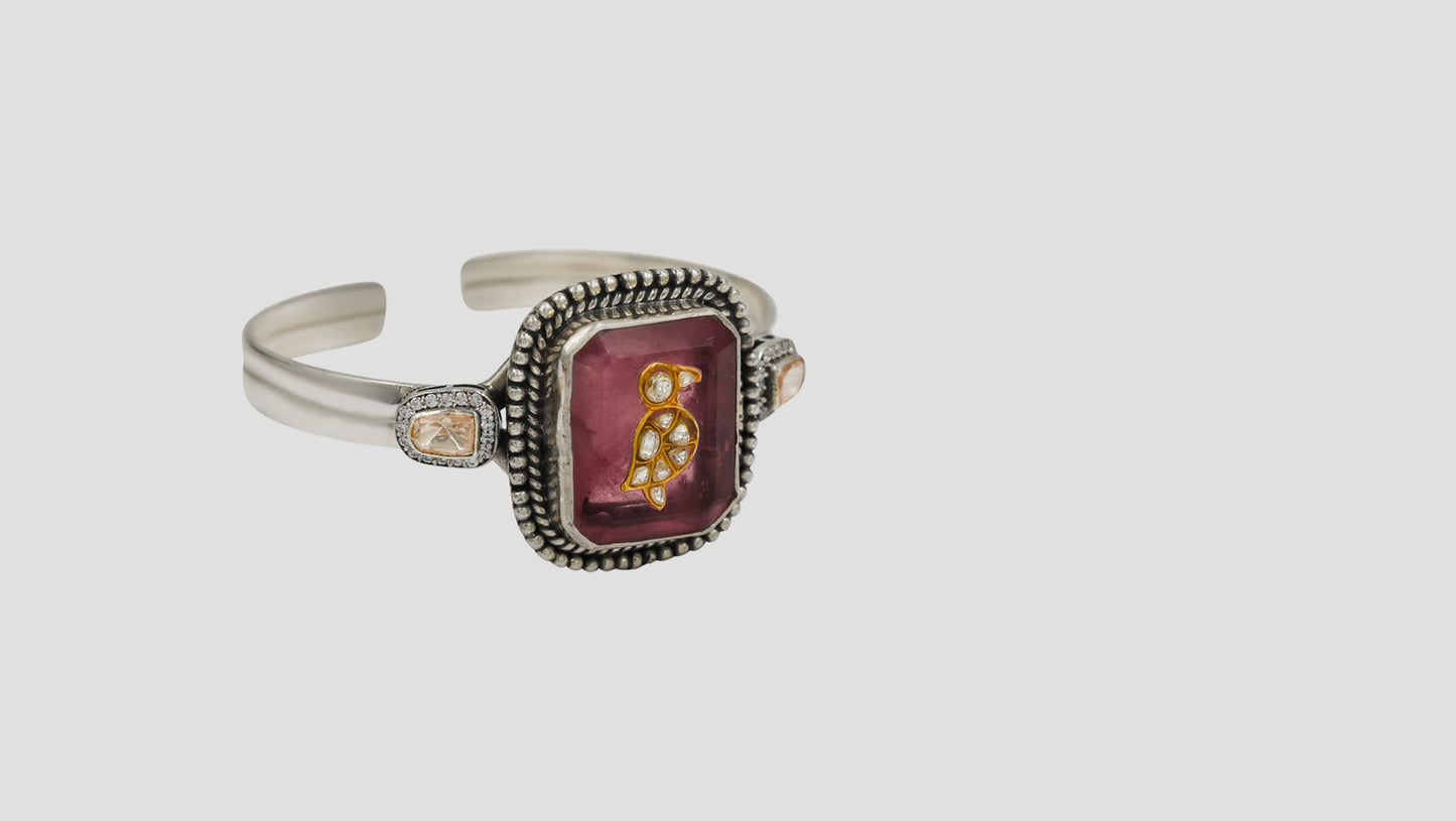 Sangeeta Boochra Handcrafted Silver Bracelet with Stone Detailing