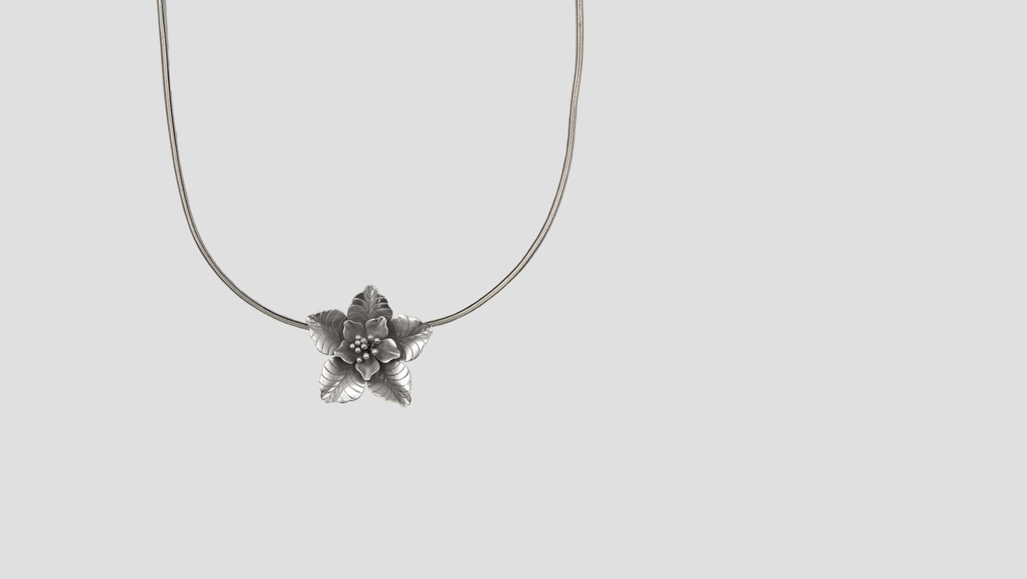 Sangeeta Boochra Oxidised Silver Floral Charm Pendant