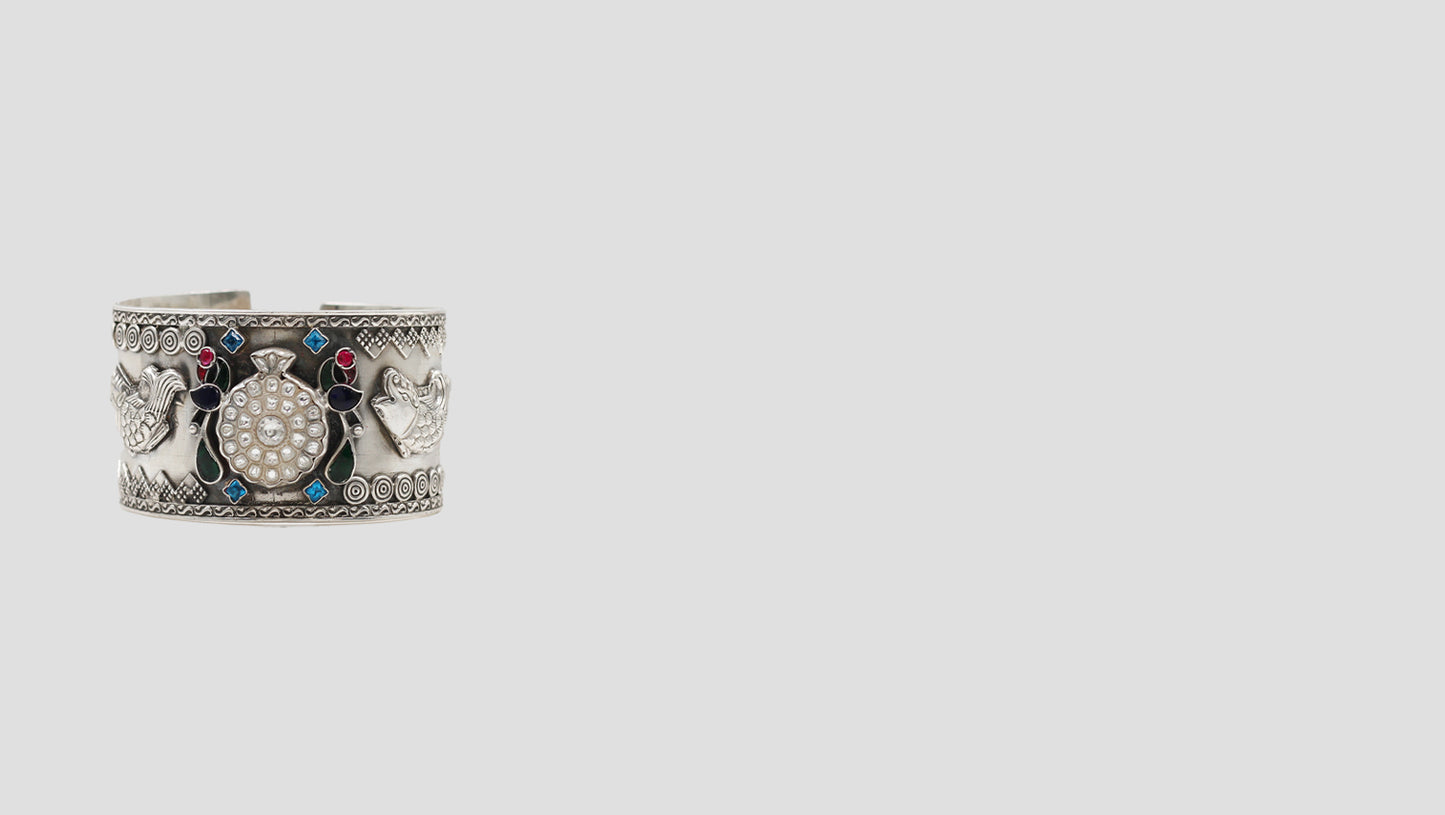 Mythical Creatures Oxidized Silver Cuff