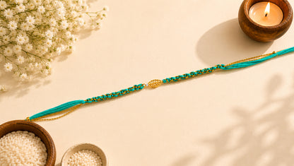 Designer 925 Silver Rakhi with Leaf Charm | Sangeeta Boochra