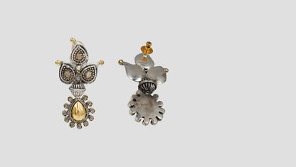 Sangeeta Boochra Traditional Dual Tone Silver Statement Earrings