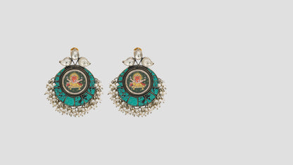 Sangeeta Boochra Handcrafted Silver Turquoise Earrings