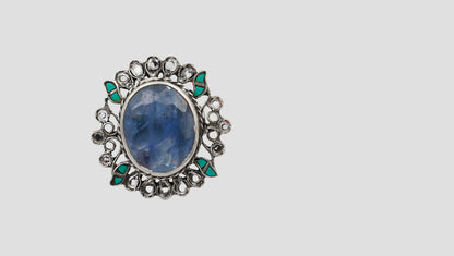 Sangeeta Boochra Heirloom Blue Gemstone Silver Ring