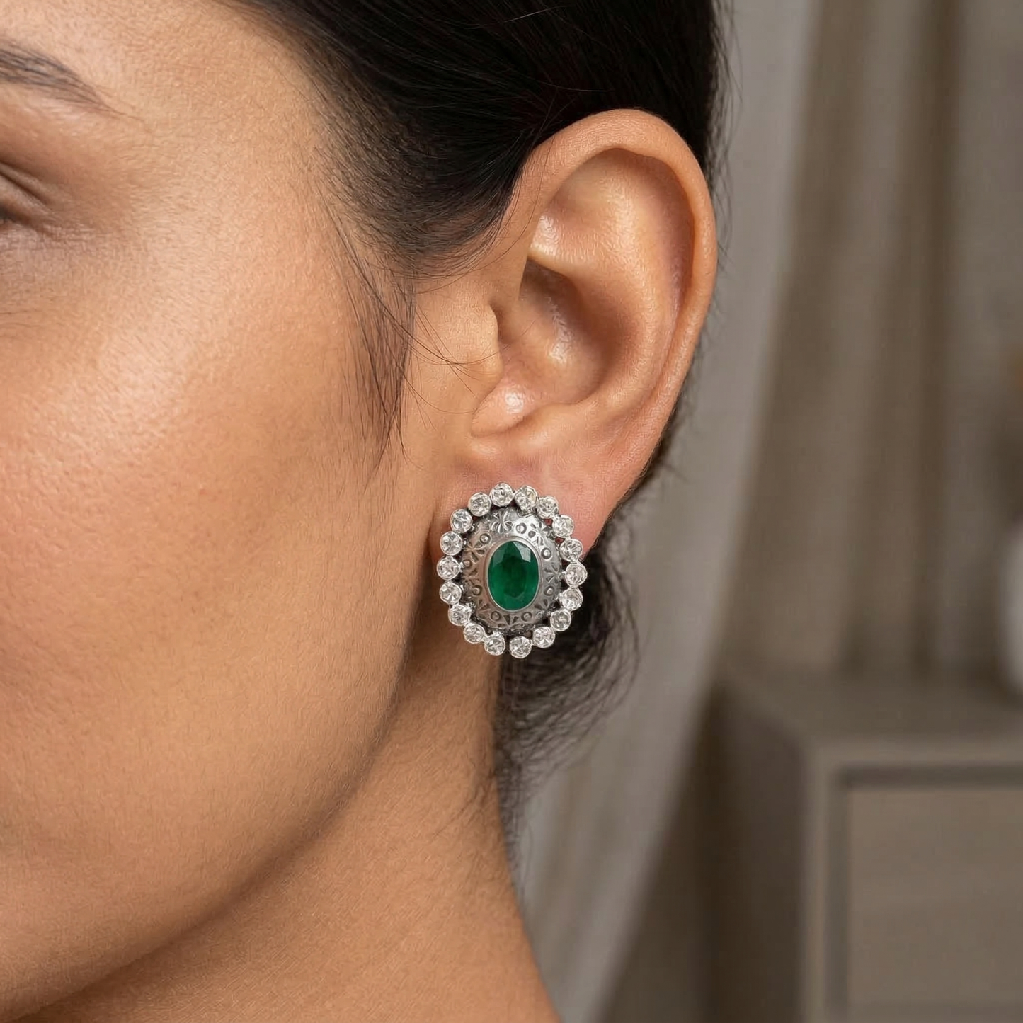 Sangeeta Boochra Heritage Moissanite Oval Earrings