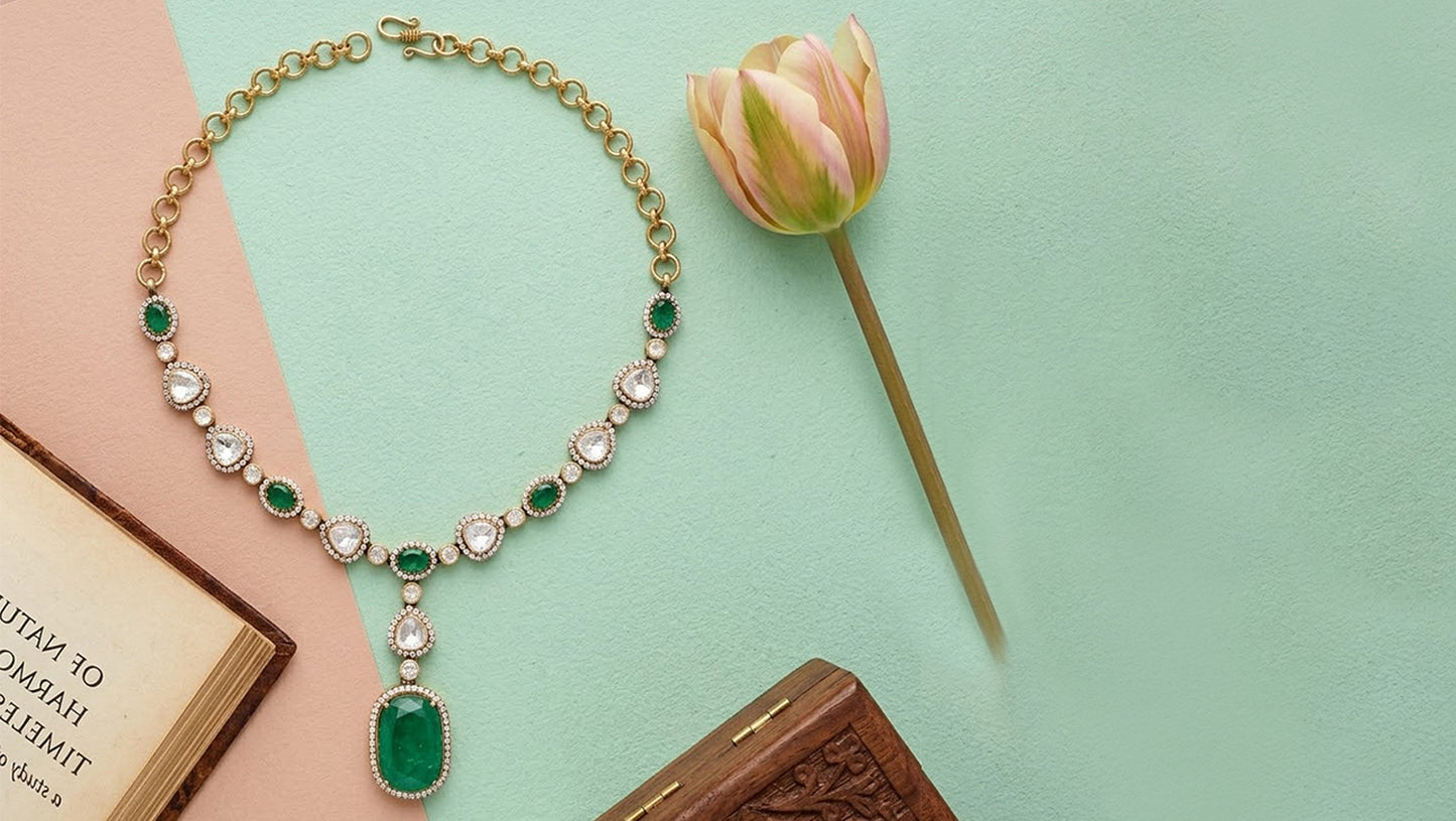 Sangeeta Boochra Imperial Green Elegance Necklace Set