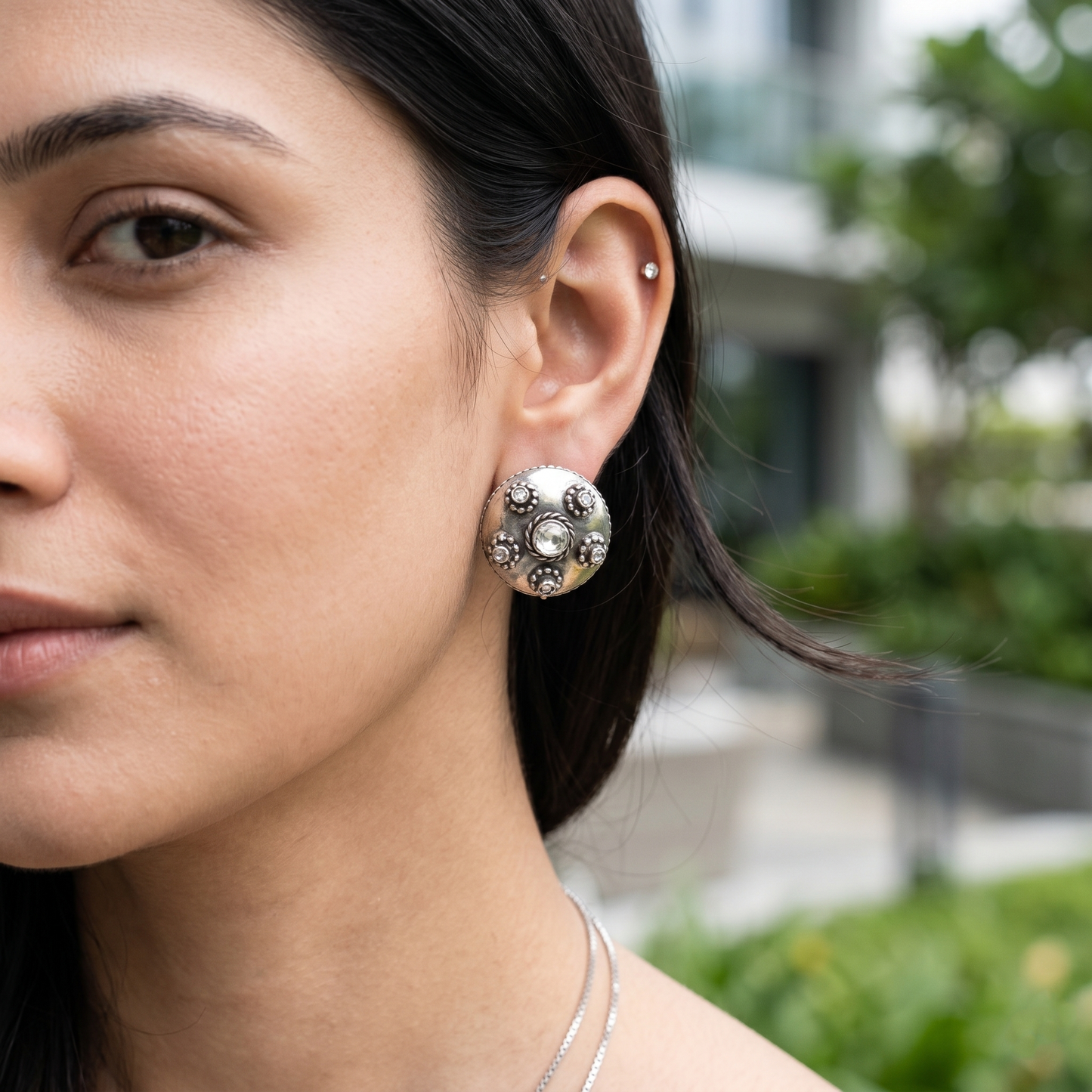 Sangeeta Boochra Artisan Oxidised Kundan Studs