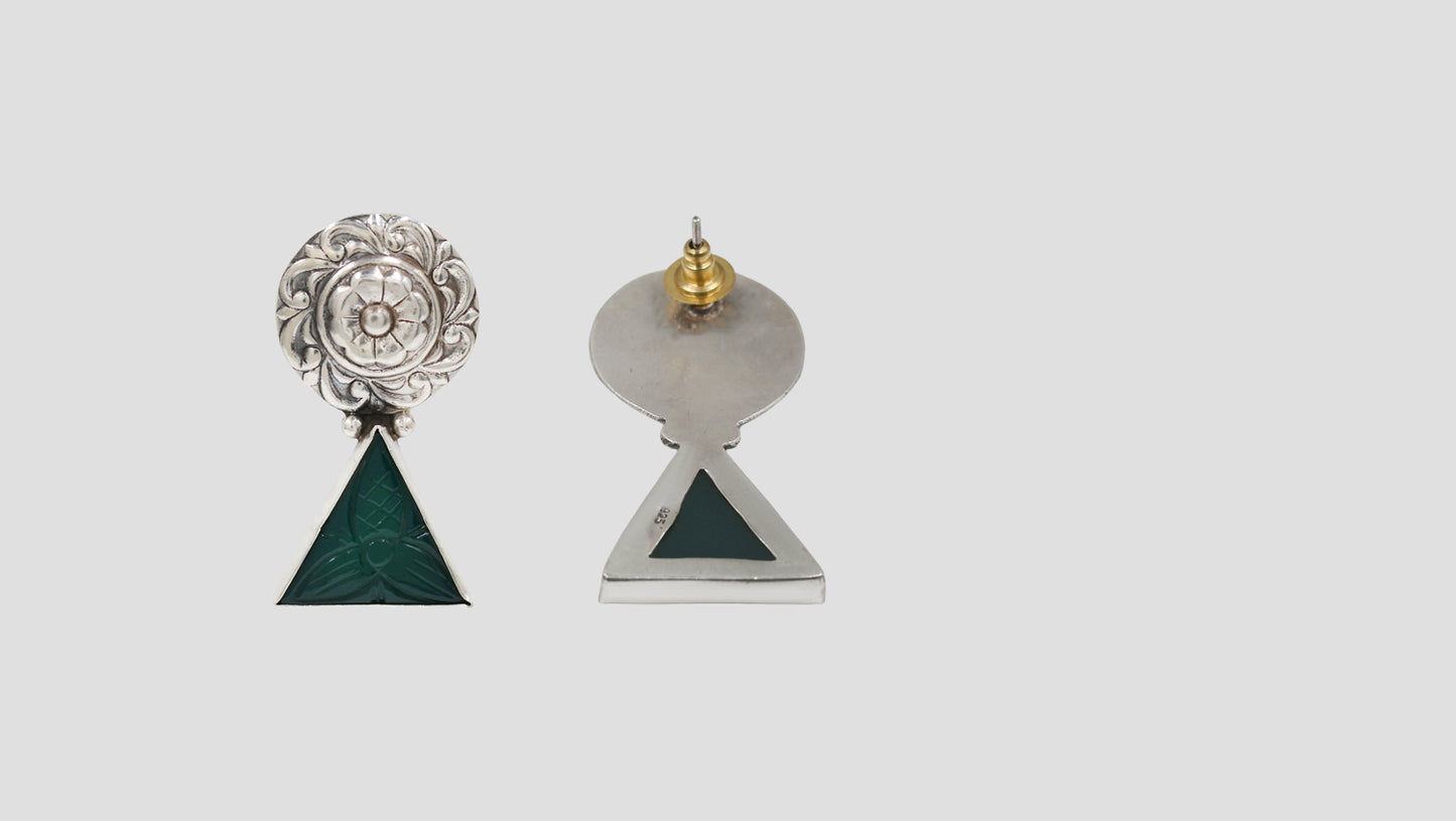 Sangeeta Boochra Tribal Triangle Silver Earrings