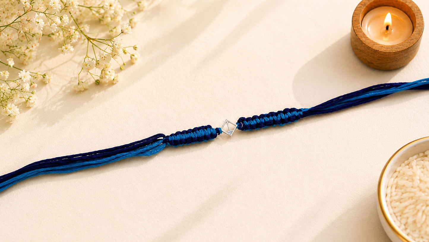 925 Sterling Silver Geometric Charm Rakhi | Sangeeta Boochra
