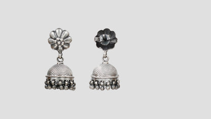 Sangeeta Boochra Vintage Bloom Silver Jhumka Earrings