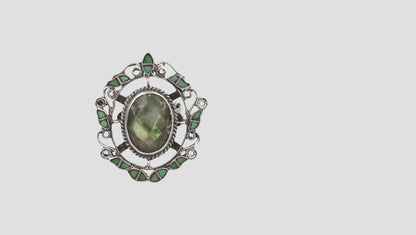 Sangeeta Boochra Mystic Labradorite & Green Stone Silver Ring