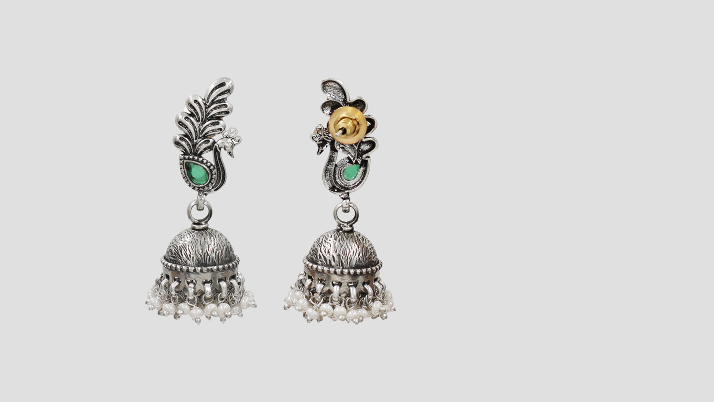 Ethnic Peacock Pearl Drop Earrings by Sangeeta Boochra