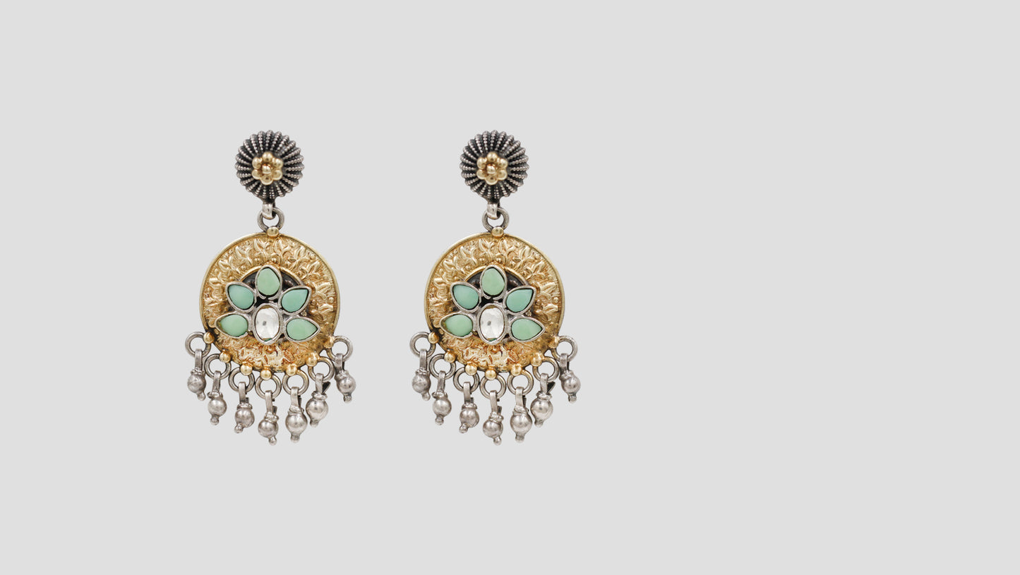 Sangeeta Boochra Artisan Dual Tone Silver Danglers