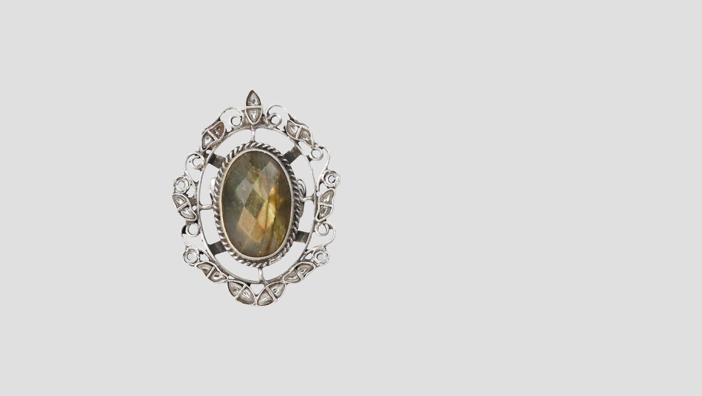 Sangeeta Boochra Ethnic Handcrafted Silver Statement Ring