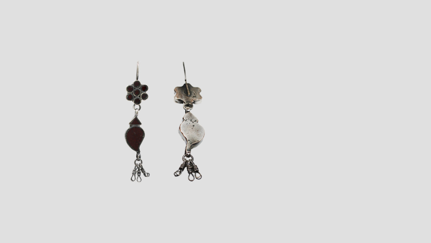 Sangeeta Boochra Handcrafted Floral Silver Danglers