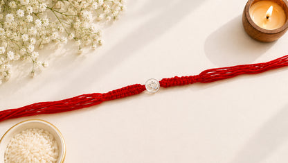 925 Sterling Silver Om Rakhi with Red Thread | Sangeeta Boochra