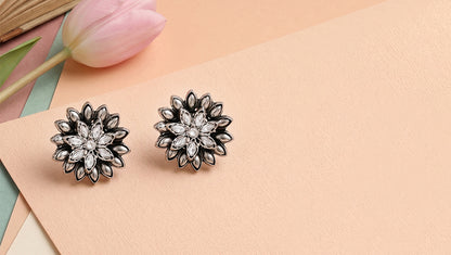 Sangeeta Boochra Vintage Bloom Oxidized Silver Studs