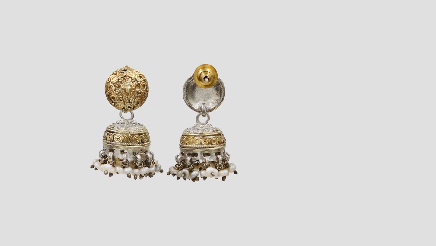 Sangeeta Boochra Bohemian Dual Tone Jhumka Earrings