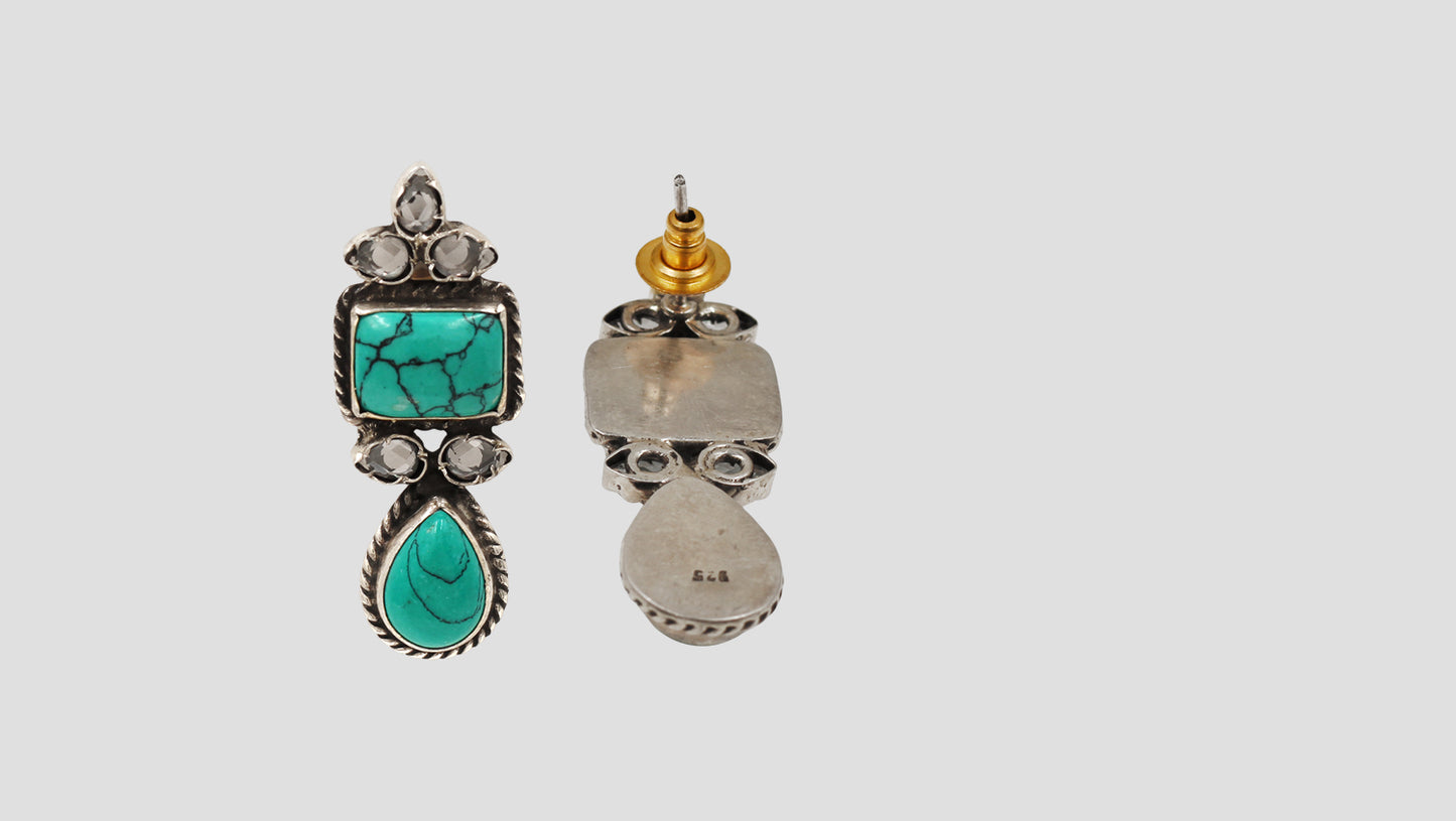 Sangeeta Boochra Ethnic Turquoise Stone Statement Earrings