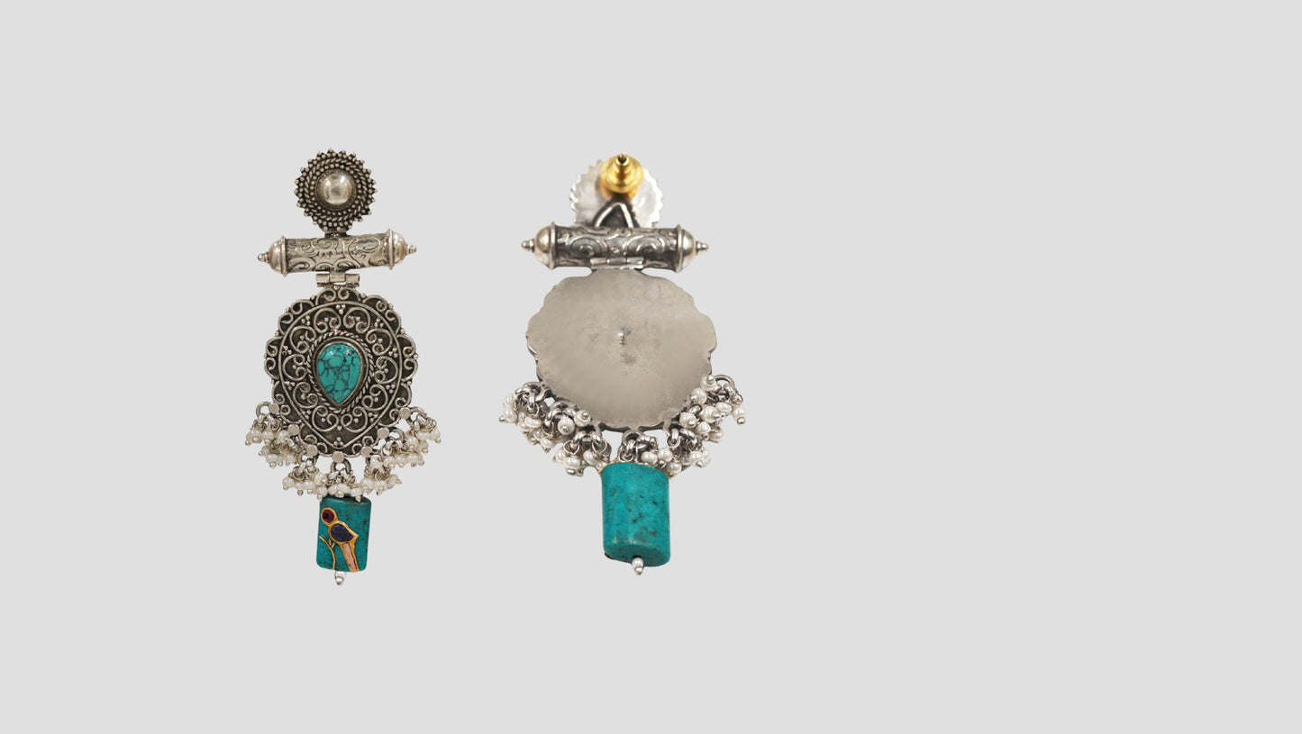 Handcrafted Oxidised Silver Turquoise Earrings for Women | Sangeeta Boochra