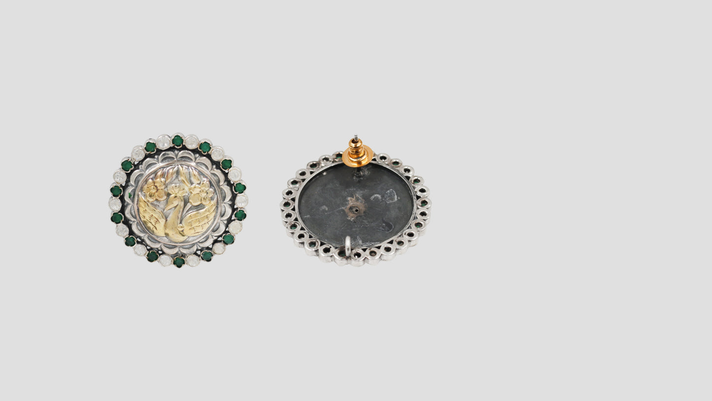 Sangeeta Boochra Handcrafted Floral Silver Stud
