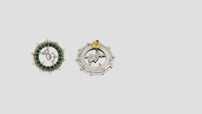 Sangeeta Boochra Signature Green Kundan Silver Stud Earrings