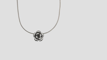 Sangeeta Boochra Classic Oxidised Silver Floral Charm Pendant