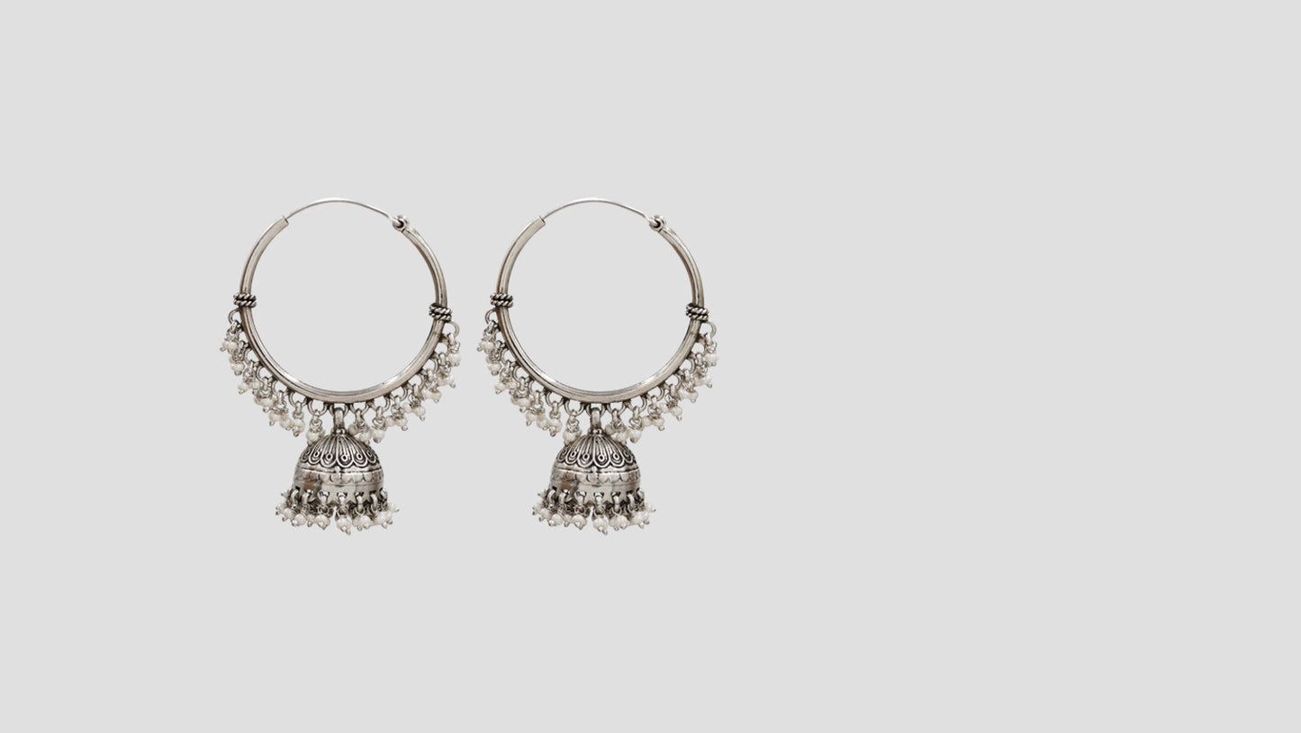 Sangeeta Boochra Heritage Pearl Dangling Silver Earrings