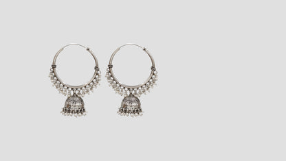 Sangeeta Boochra Heritage Pearl Dangling Silver Earrings