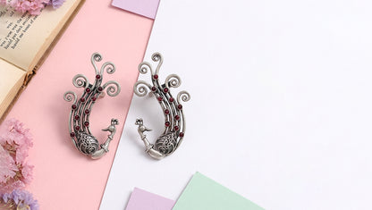 Handcrafted Peacock Design Silver Earrings by Sangeeta Boochra