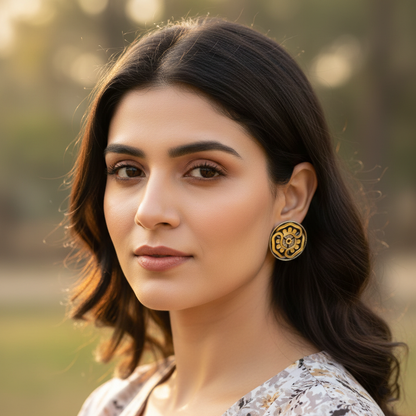 Sangeeta Boochra Dual-Tone Oxidised Silver Floral Stud