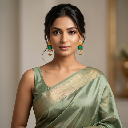 Sangeeta Boochra Handcrafted Gold Plated Moissanite Silver Statement Earrings
