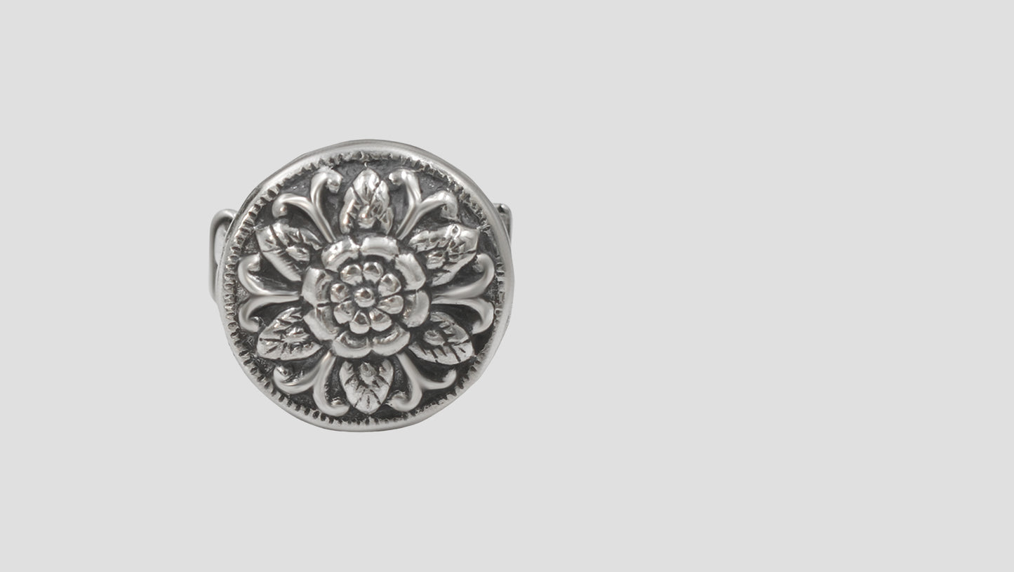 Sangeeta Boochra Antique Finish Silver Flower Ring